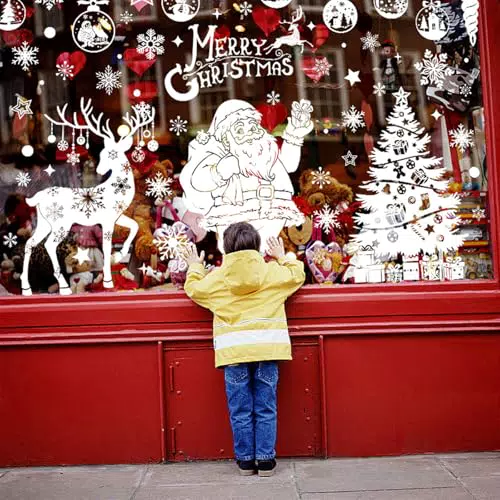 Xnova Adesivi Natalizi per Finestre Riutilizzabili, Vetrofanie Natale PVC