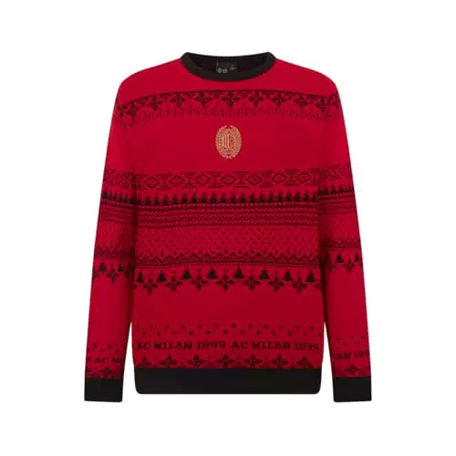 AC Milan Maglione Natale 2024 Unisex in Cotone Prodotto Ufficiale
