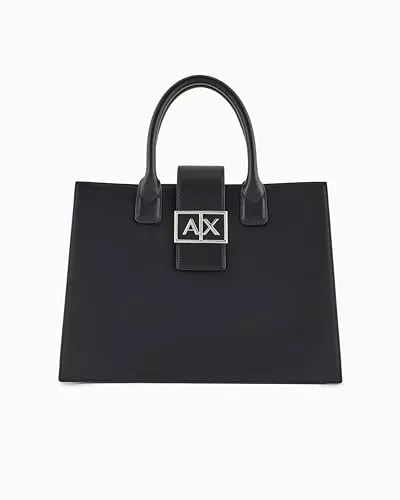 Armani Exchange Borsa Tote Donna Jodie Sostenibile con Chiusura Logo Plate