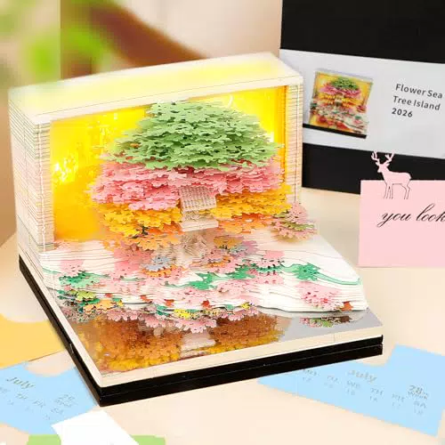 Auniq Calendario Da Tavolo 3D 2026 Con Luce, Blocco Note Artistico Fai Da Te