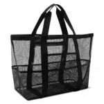 Borsa da spiaggia donna pieghevole, grande, in rete con tasche impermeabili