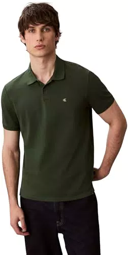 Calvin Klein Polo da Uomo a Maniche Corte in Cotone Pique Monogram