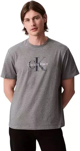 Calvin Klein T-Shirt Uomo Monologo in Cotone a Maniche Corte