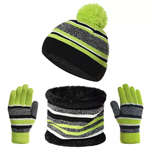 Set cappello, sciarpa e guanti in maglia per bambini inverno caldo e soffice
