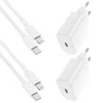 Caricatore veloce USB C 20W con cavo Lightning 2m per iPhone e iPad Apple