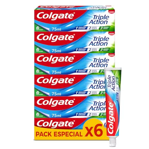 Colgate Tripla Azione Dentifricio Anticarie al Fluoro per Denti Bianchi e Alito Fresco