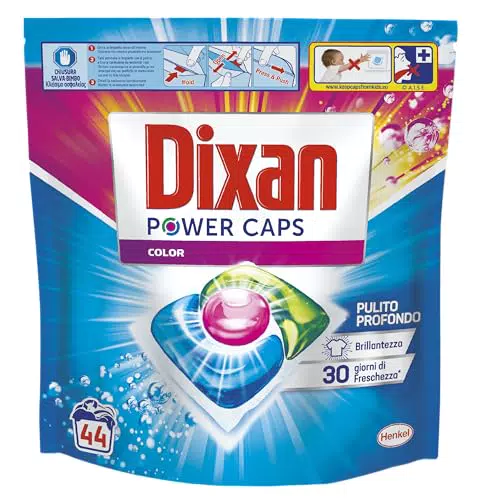 Dixan Power Caps Color, Detersivo Lavatrice in Capsule, 60 lavaggi