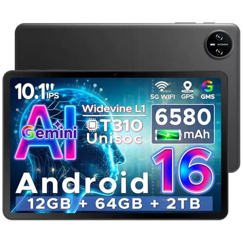DOOGEE Tab A9 Tablet Android 10" con 12GB RAM, 64GB ROM, AI, 5G WiFi, Gaming