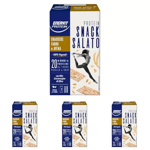 Enervit Cracker Farro e Avena Snack Proteico Vegetale Ricco di Fibre con Olio Evo