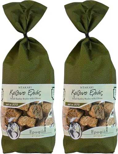 Erofili Fette Biscottate d'Orzo con Olive di Creta Snack Artigianale Greco Naturale