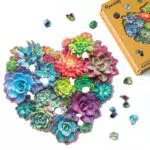 Figured'Art Puzzle in Legno Cuore di Succulente per Adulti e Bambini Idea Regalo