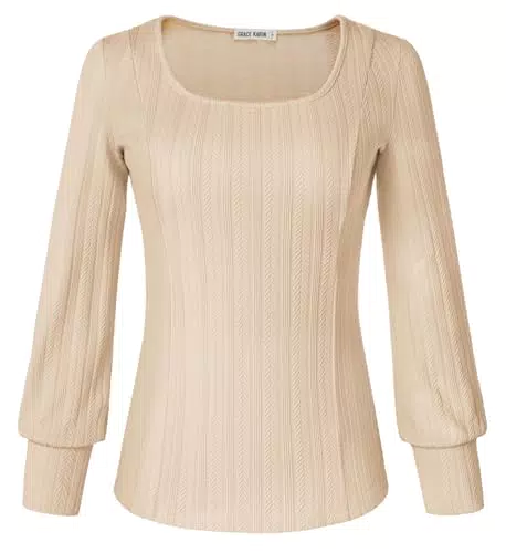 Grace Karin Maglione Donna Casual Leggero Scollo a U Maniche Lunghe