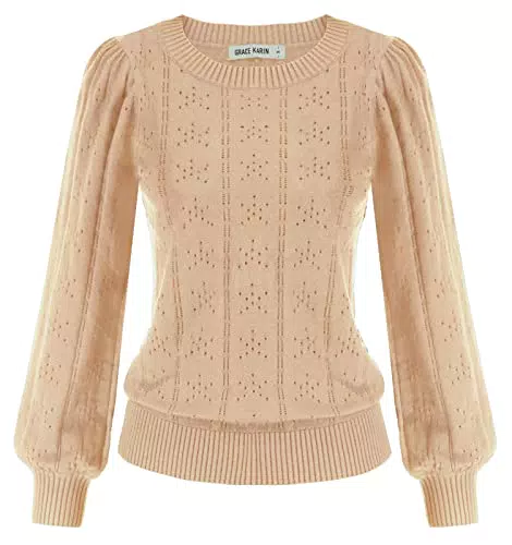 Grace Karin Maglia a Manica Lunga da Donna con Scollo Rotondo per Cocktail