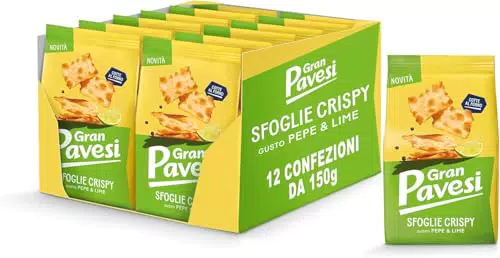Gran Pavesi Cracker Le Sfoglie Crispy Lime e Pepe Snack Salato da Forno