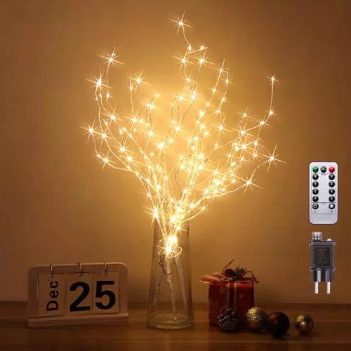 Guijiyi Luci a Ramo Betulla LED Decorazione Natalizia con 8 Modalità di Illuminazione