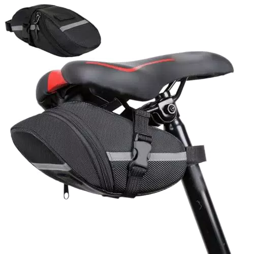 HJYIMYI Borsa sottosella bici in nylon con strisce riflettenti per mountain bike