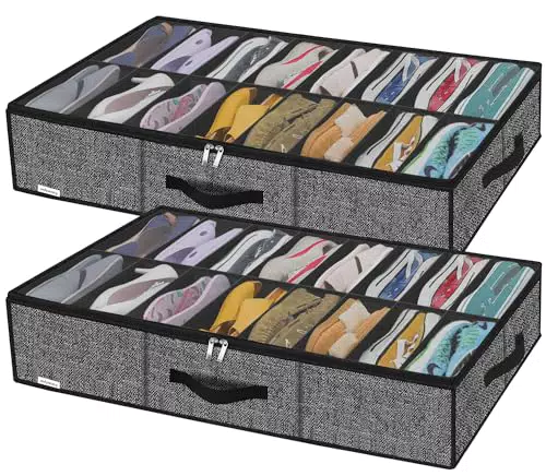 homyfort Contenitore per Scarpe sotto Letto con Manici Rinforzati Traspirante