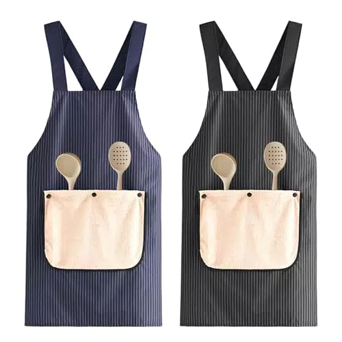 Hwtcjx Grembiule da Cucina Chef Regolabile con Tasche, Antimacchia per Uomo e Donna