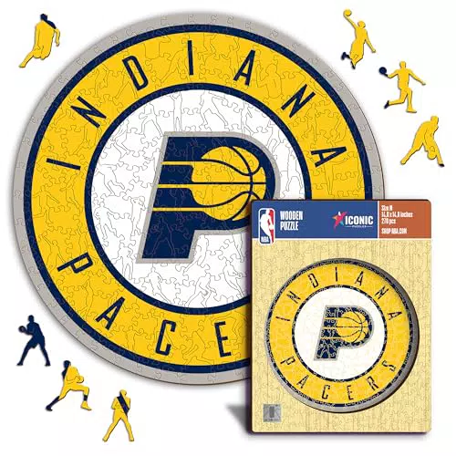 Iconic Puzzles Indiana Pacers Logo Puzzle di Legno Ufficiale NBA Sostenibile Regalo
