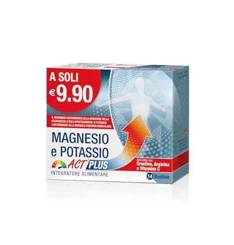 Act Plus Magnesio e Potassio Integratore con Creatina, Arginina e Vitamina C