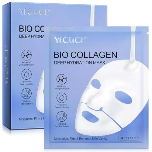 Maschera Viso al Collagene Idratante Antiage Rassodante Riduce Rughe e Pori