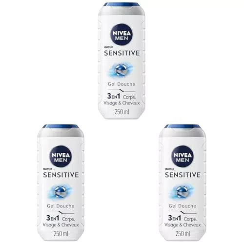 NIVEA MEN Gel Doccia Sensitive 3 in 1 per Uomo, Pelle Sensibile Corpo e Capelli