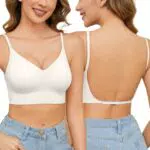 Niwicee Donne Reggiseni a Schiena Bassa - Reggiseni Senza Cuciture con Profondo Scollo a V e Ferretto