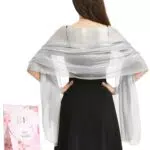 Niwicee Stola Donna Cerimonia Scialle Elegante Argento Coprispalle Sciarpa Estiva Scialli Da Sposa Wrap Scintillanti Stola Per Matrimoni