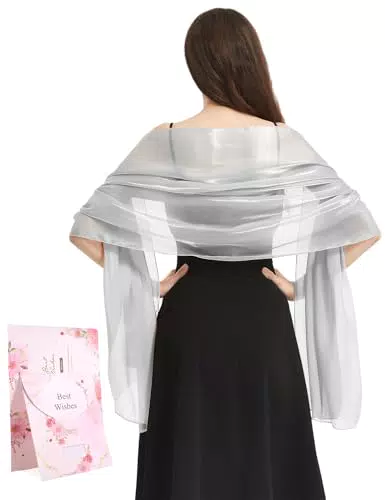 Niwicee Stola Donna Cerimonia Scialle Elegante Argento Coprispalle Sciarpa Estiva Scialli Da Sposa Wrap Scintillanti Stola Per Matrimoni
