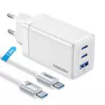 NOHON Caricatore USB C 65W, Ricarica Rapida PD 3 Porte con Cavo 140W, Compatibile iPhone e iPad