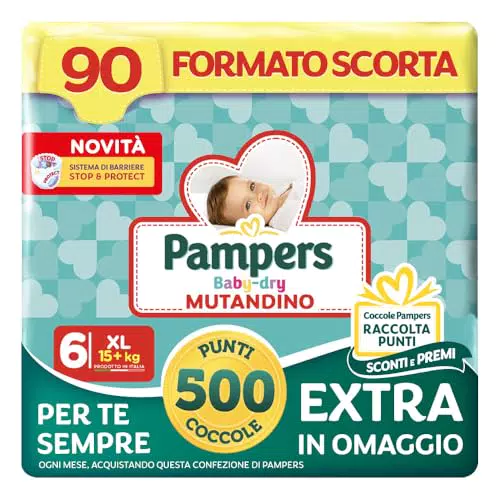 Pampers Baby Dry Mutandino XXL con 500 Punti Coccole in omaggio