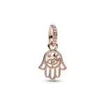 Pandora Pendente Moments con Mano Hamsa in Oro Rosa 14 Carati
