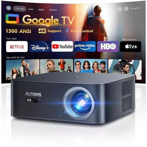 PUTRIMS Proiettore Smart 4K, Netflix/Disney, Autofocus, Home Cinema Portatile
