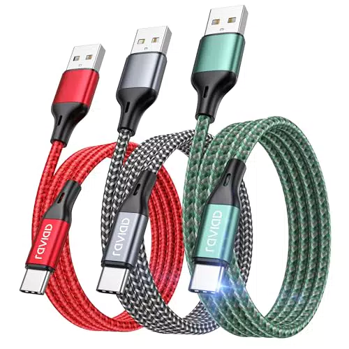 RAVIAD Cavo USB Type-C Ricarica Rapida Nylon per Samsung, Redmi, Realme, Mi 11T