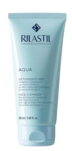 Rilastil Aqua Detergente Viso con Acido Ialuronico - Idratante e Riequilibrante