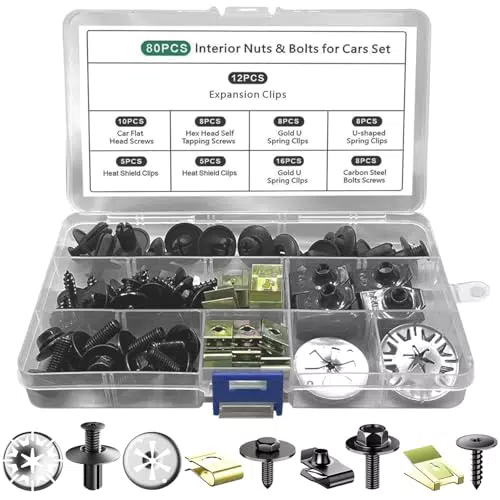 Kit di Rivetti e Clip Fissaggio Auto in Plastica e Metallo per Pannelli e Parafanghi