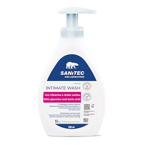 Sanitec Detergente Intimo Delicato con Glicerina e Acido Lattico Dermatologicamente Testato