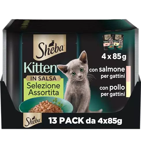 Sheba Kitten Selezione Assortita in Salsa con Salmone e Pollo