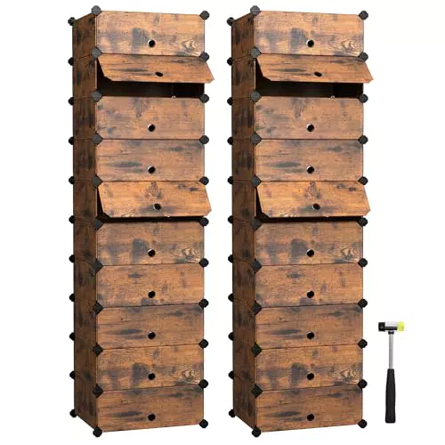 Songmics Scarpiera Componibile con Ante, Armadietto Porta Scarpe Fai da Te LPC010A02