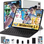 Tablet Android 15 10 Pollici, 64GB, WiFi 6, Octa-Core, 2 in 1 con Tastiera e Mouse