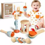Teverellsax Giochi Sensoriali Neonato Montessori e Sonagli Musicali Bambini 3-9 Mesi