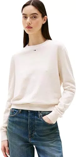 Tommy Jeans Pullover Essential Crew da Donna in Cotone