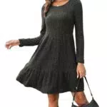 Yeenily Vestito Maglione Donna Elegante Invernale Scollo Rotondo Maniche Lunghe