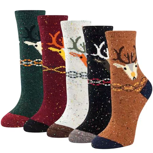 YSense calze di lana termiche da donna con motivo animale, invernali