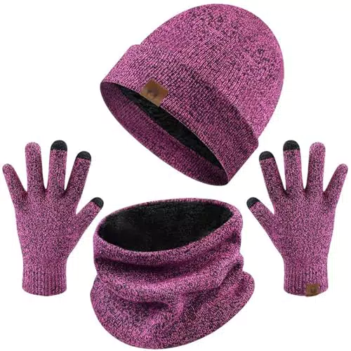 Yuson Girl Berretto Invernale, Sciarpa e Guanti Touch Screen Uomo