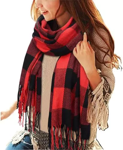Yuson Girl Sciarpa Invernale Donna - Scialle Tartan Poncho Maglia Stola