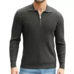 Zetieny Maglione Uomo Invernale Slim Fit con Zip e Collo Polo Casual Morbido