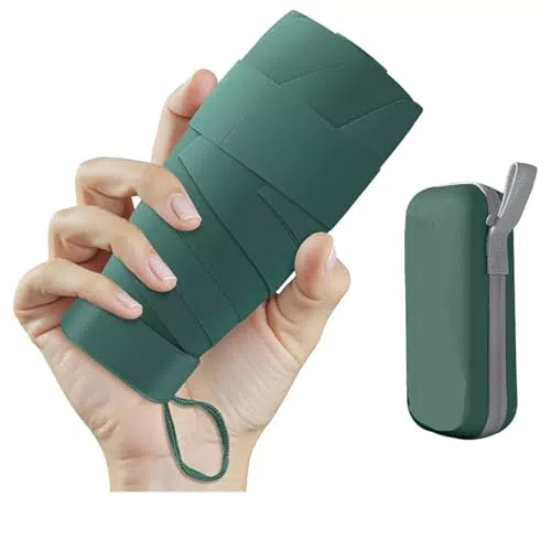 Zidoley Ombrello Portatile da Viaggio con Custodia UPF 50+, Antipioggia e Parasole