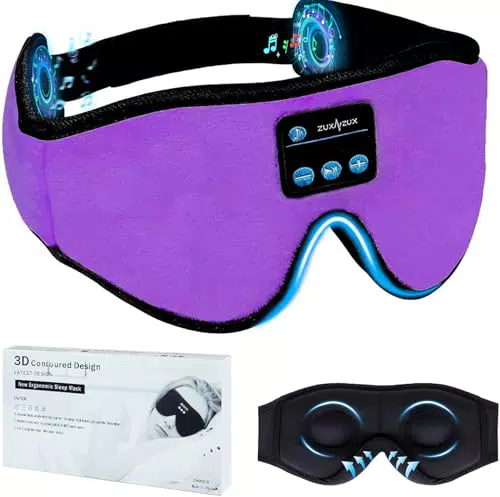 ZUXNZUX Mascherina per Dormire Bluetooth 5.0 con Cuffie Wireless Stereo 3D