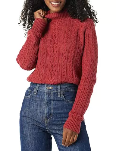 Amazon Essentials Maglione A Collo Alto Intrecciato con Screziatura